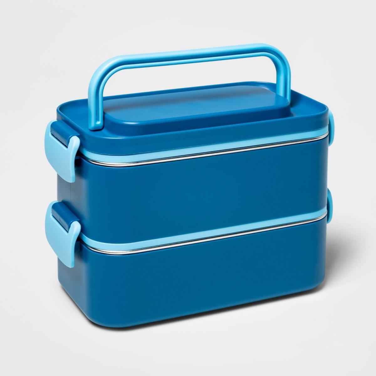 Two Compartment Stainless Steel Container - 28oz / Cosmic Blue Lid